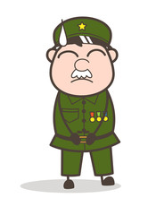 Cartoon Sergeant Very Sad Face Vector Illustration