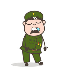Cartoon Sergeant Sleepy Face Vector Illustration