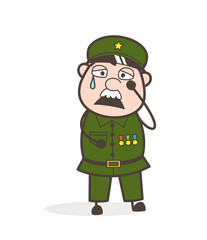 Cartoon Officer Crying Expression Vector Illustration