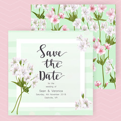 Save the date card, wedding invitation, greeting card with beautiful flowers and letters - 167107067