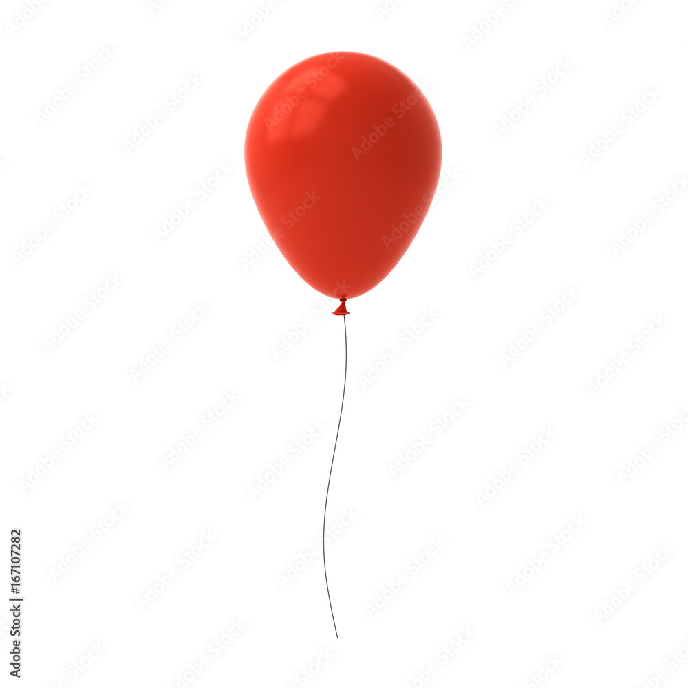 Aufkleber red balloon isolated on white background with window reflection . 3d rendering.