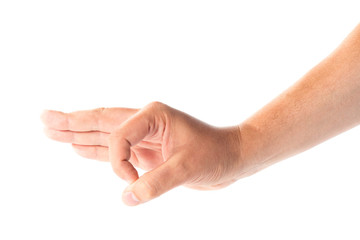 Mens hand isolated on white background