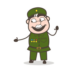 Cartoon Sergeant in Friendly Mood Vector Illustration
