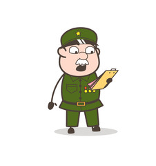 Cartoon Sergeant Announcing Rules Vector Illustration