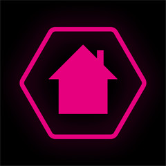 Neon Button Polygon - Haus Immobilie