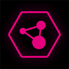 Neon Button Polygon - Netzwerk