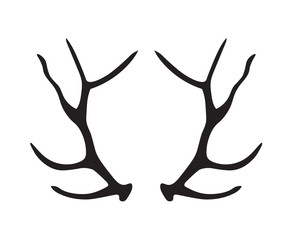 black silhouette of deer antlers- vector illustration