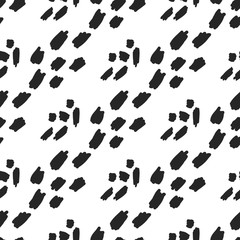 Modern seamless pattern. Painted by hand. Black brushstrokes on a white background.