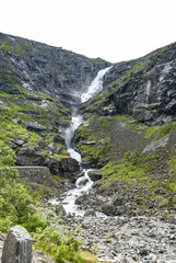 Fototapeta na wymiar Waterfall Stigfossen at Trollstigen in Norway