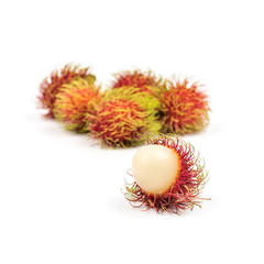 Fresh Rambutan from Rayong Thailand isolated on white background