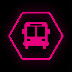 Neon Button Polygon - Bus