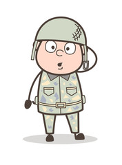 Obraz premium Cartoon Army Officer with Flushed Face Expression Vector Illustration