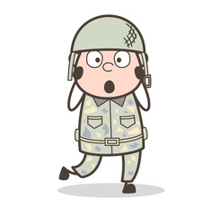 Cartoon Shocked Army Sergeant Expression Vector Illustration