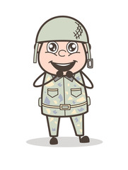 Cartoon Excited Army Officer Expression Vector Illustration