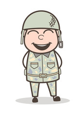 Cartoon Army Man Smiling Face with Open Mouth Vector Expression