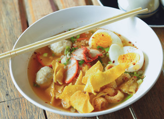 spicy pork noodle ,Thai cuisine