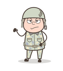 Fototapeta premium Cartoon Sad Officer Facial Expression Vector Illustration