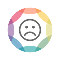 farbiges Icon - Gesicht - Unzufrieden