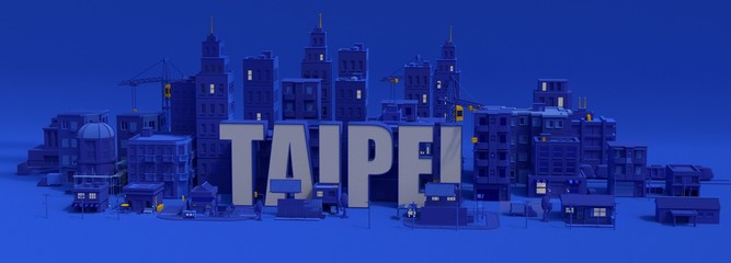 Taipei lettering, 3d rendering city
