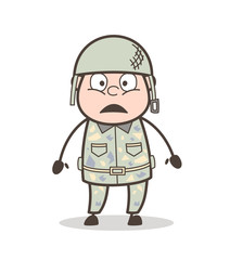 Cartoon Surprised Sergeant Face Expression Vector Illustration