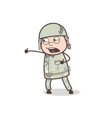 Cartoon Army Man Shouting Face Expression Vector