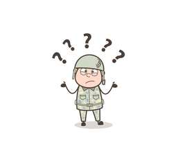 Cartoon Confused  Army Man Vector