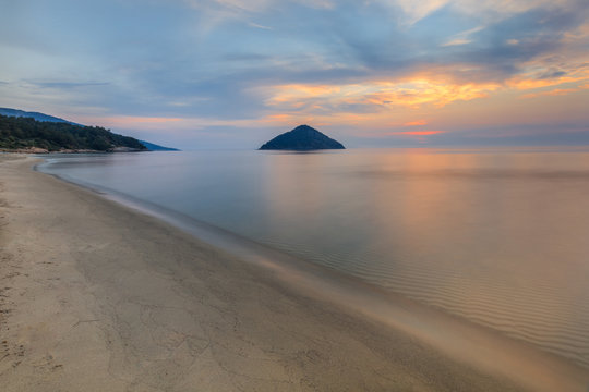 Paradise beach at sunrise. Greece