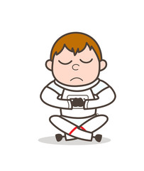 Cartoon Astronaut Doing Concentration in Yoga Vector Illustration