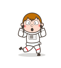 Cartoon Shocked Astronaut Expression Vector Illustration