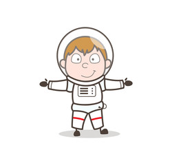 Cartoon Happy Space-Traveler Character Vector