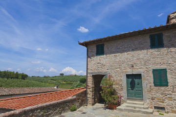 Toskana-Panorama, Vinci im Chianti-Gebiet (Geburtsort von Leonardo da Vinci)