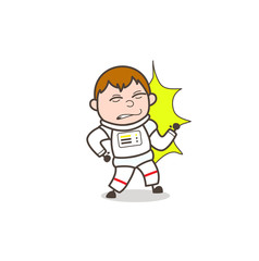 Cartoon Space Boy Got Hurt by Hit Vector Illustration