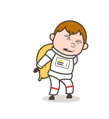Cartoon Spaceman Carrying a Pack of Sack Vector Illustration