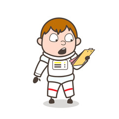 Cartoon Astronaut Surprised After Reading Notes
