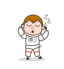 Fototapeta na wymiar Cartoon Tired Cosmonaut Sleeping and Snoring Vector Illustration