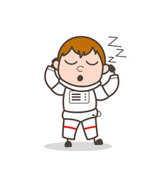 Cartoon Tired Cosmonaut Sleeping and Snoring Vector Illustration