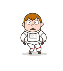 Cartoon Surprised Space Boy Face Expression Vector Illustration