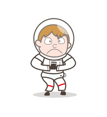 Cartoon Shocked Spaceman Face Expression Vector Illustration