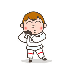 Cartoon Shy Astronaut Blushing Face Vector Illustration