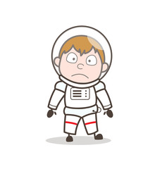 Cartoon Astronaut Shocking Face Expression Vector Illustration