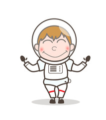 Cartoon Spaceman Blushing Face Vector Illustration