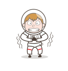 Cartoon Fearful Space Boy Face Expression Vector Illustration