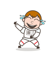 Cartoon Laughing Funny Spaceman Vector Illustration