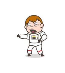 Cartoon Spaceman Shouting Face Expression Vector Illustration