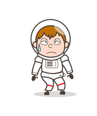 Cartoon Emotional Cosmonaut Face Expression Vector Illustration