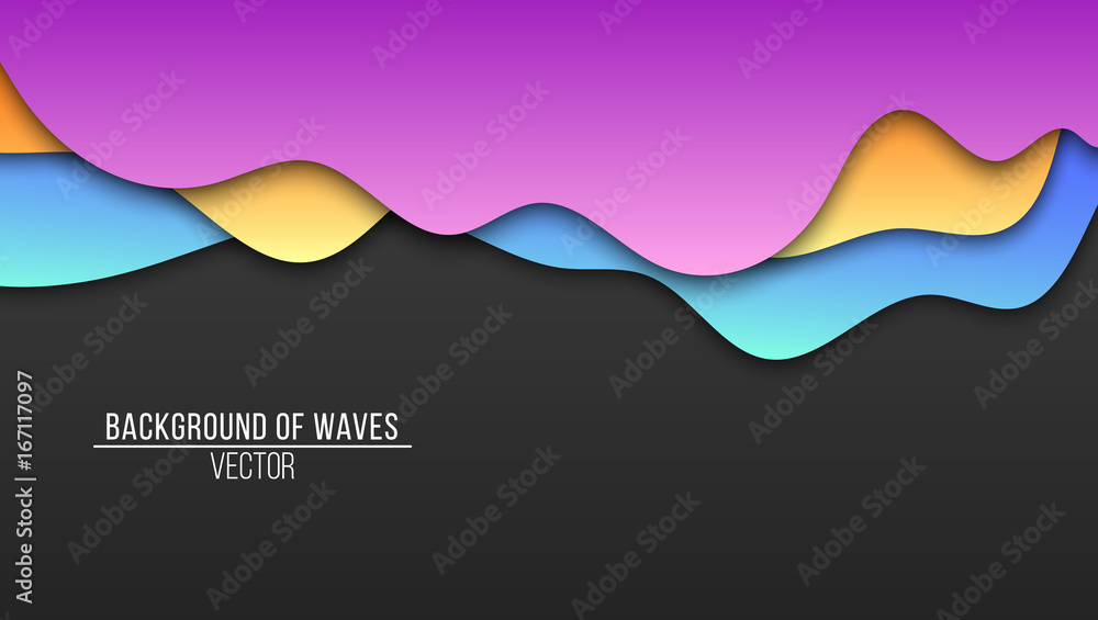 Poster abstract background of paper multicolored waves. cardboard waves. vector application with shadows. m