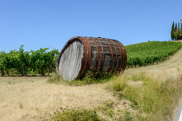 Chianti wine barrel on a Wineyard in Tuscany