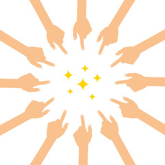 Viele Hände zeigen auf - Glitzer - Sterne