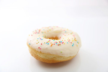 White chocolate donut isolated in white background