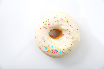White chocolate donut isolated in white background
